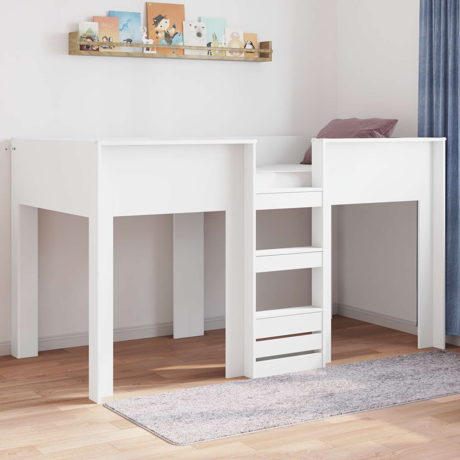 3410491_1.jpg vidaXL Poschodová posteľ pre deti Biela 90 x 200 cm Kompozitné drevo – Obrázok 1