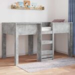 vidaXL Poschodová posteľ pre deti Betónová šedá 90 x 200 cm