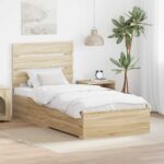 vidaXL Rám postele Sonoma dub a striebro 75 x 190 cm Kompozitné drevo