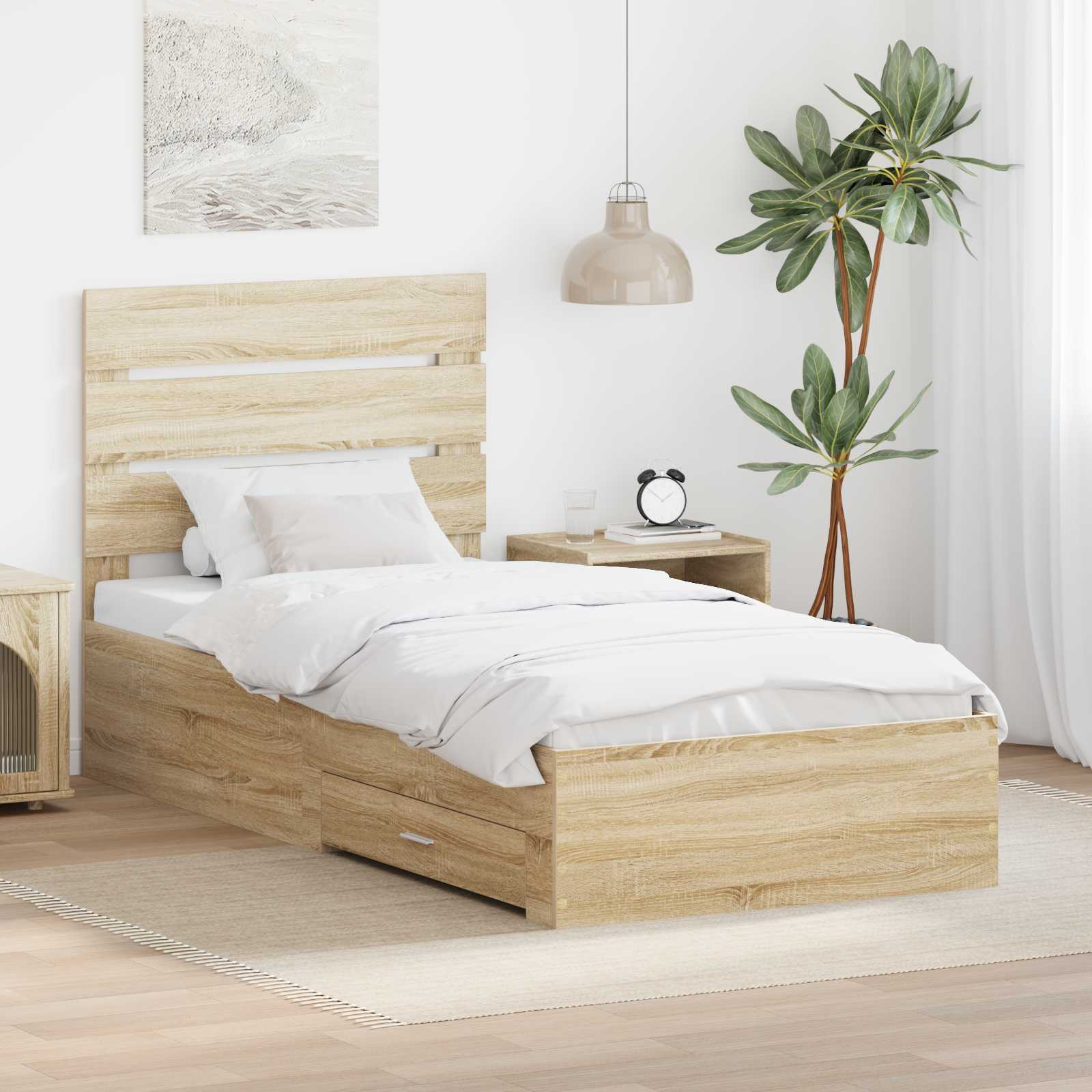 3412029_1.jpg vidaXL Rám postele Sonoma dub a striebro 75 x 190 cm Kompozitné drevo – Obrázok 1
