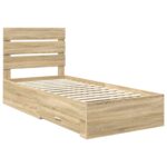 vidaXL Rám postele Sonoma dub a striebro 75 x 190 cm Kompozitné drevo – Obrázok 4