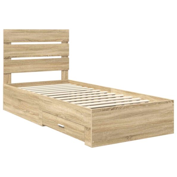 vidaXL Rám postele Sonoma dub a striebro 75 x 190 cm Kompozitné drevo – Obrázok 4
