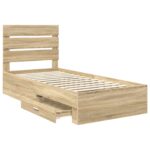 vidaXL Rám postele Sonoma dub a striebro 75 x 190 cm Kompozitné drevo – Obrázok 5