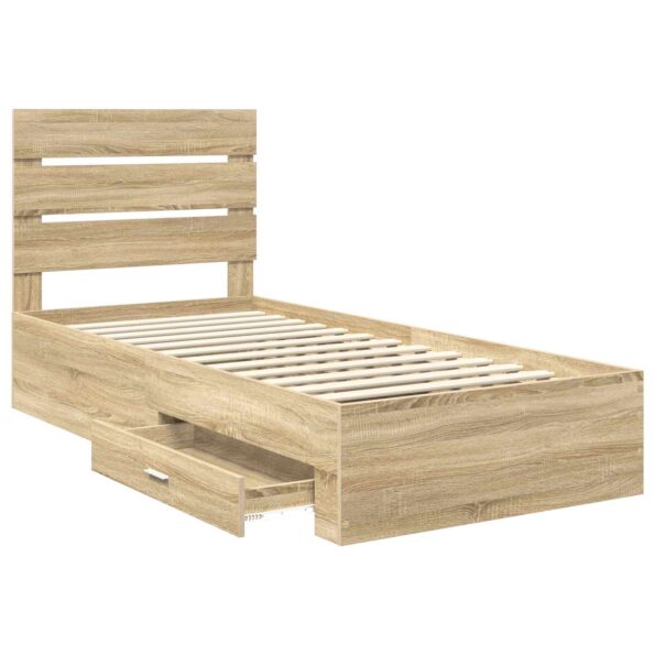 vidaXL Rám postele Sonoma dub a striebro 75 x 190 cm Kompozitné drevo – Obrázok 5