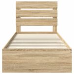 vidaXL Rám postele Sonoma dub a striebro 75 x 190 cm Kompozitné drevo – Obrázok 7