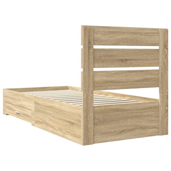 vidaXL Rám postele Sonoma dub a striebro 75 x 190 cm Kompozitné drevo – Obrázok 9