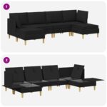 vidaXL Modulárny pohovkový set s úložným priestorom 6 pcs Čierna Látka – Obrázok 8