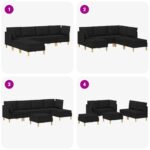 vidaXL Modulárny pohovkový set s úložným priestorom 6 pcs Čierna Látka – Obrázok 9