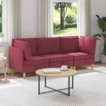 vidaXL Modulárny pohovkový set s úložným priestorom 3 pcs Víno červené