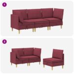 vidaXL Modulárny pohovkový set s úložným priestorom 3 pcs Víno červené – Obrázok 10