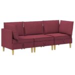 vidaXL Modulárny pohovkový set s úložným priestorom 3 pcs Víno červené – Obrázok 2