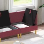 vidaXL Modulárny pohovkový set s úložným priestorom 3 pcs Víno červené – Obrázok 3