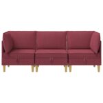 vidaXL Modulárny pohovkový set s úložným priestorom 3 pcs Víno červené – Obrázok 7