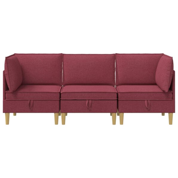 vidaXL Modulárny pohovkový set s úložným priestorom 3 pcs Víno červené – Obrázok 7