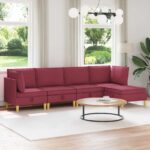 vidaXL Modulárny pohovkový set s úložným priestorom 5 pcs Víno červené