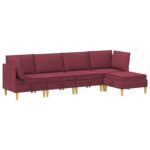 vidaXL Modulárny pohovkový set s úložným priestorom 5 pcs Víno červené – Obrázok 2