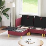vidaXL Modulárny pohovkový set s úložným priestorom 5 pcs Víno červené – Obrázok 3