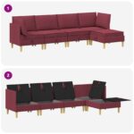 vidaXL Modulárny pohovkový set s úložným priestorom 5 pcs Víno červené – Obrázok 8