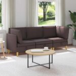 vidaXL Modulárny pohovkový set s úložným priestorom 3 pcs Tmavohnedá
