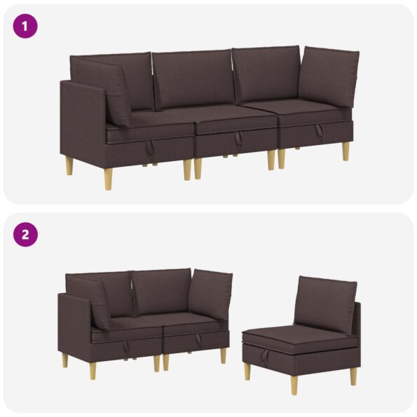 vidaXL Modulárny pohovkový set s úložným priestorom 3 pcs Tmavohnedá – Obrázok 10