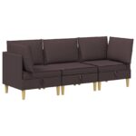 vidaXL Modulárny pohovkový set s úložným priestorom 3 pcs Tmavohnedá – Obrázok 2
