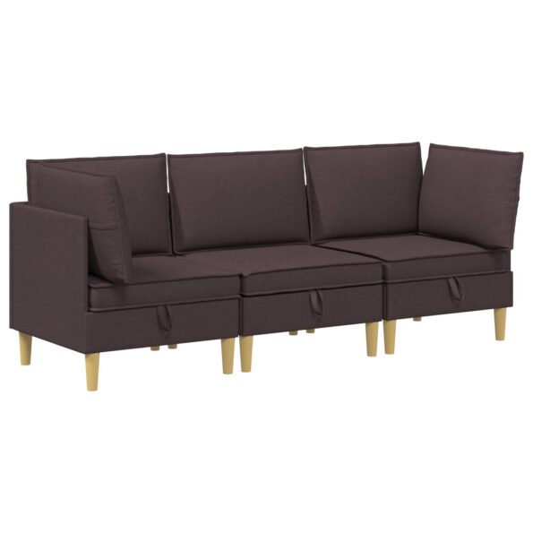 vidaXL Modulárny pohovkový set s úložným priestorom 3 pcs Tmavohnedá – Obrázok 2