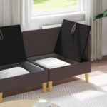 vidaXL Modulárny pohovkový set s úložným priestorom 3 pcs Tmavohnedá – Obrázok 3