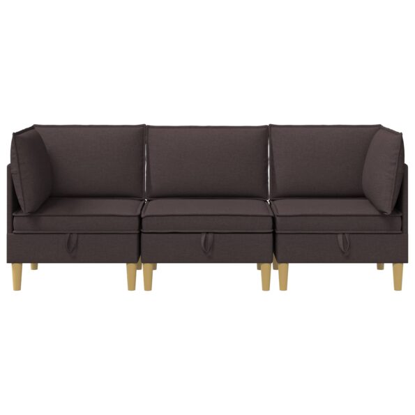 vidaXL Modulárny pohovkový set s úložným priestorom 3 pcs Tmavohnedá – Obrázok 7
