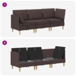 vidaXL Modulárny pohovkový set s úložným priestorom 3 pcs Tmavohnedá – Obrázok 9