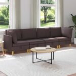 vidaXL Modulárny pohovkový set s úložným priestorom 4 pcs Tmavohnedá