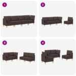 vidaXL Modulárny pohovkový set s úložným priestorom 4 pcs Tmavohnedá – Obrázok 10
