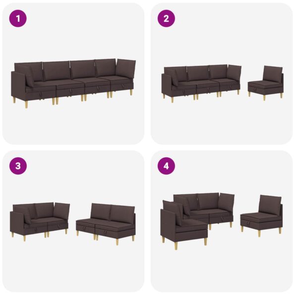 vidaXL Modulárny pohovkový set s úložným priestorom 4 pcs Tmavohnedá – Obrázok 10