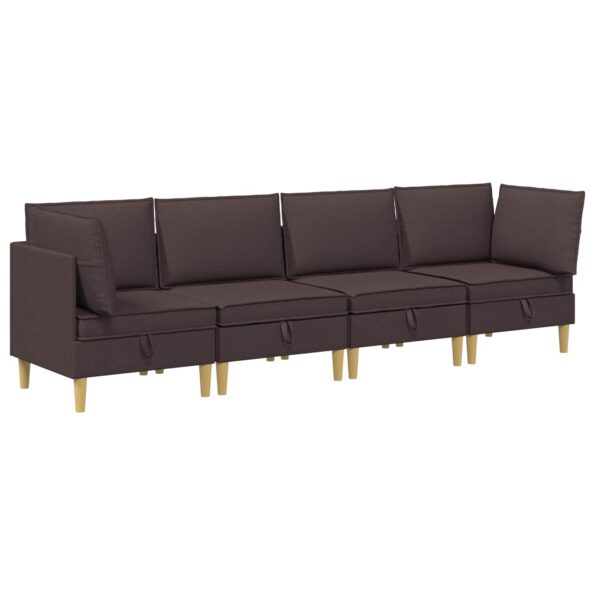 vidaXL Modulárny pohovkový set s úložným priestorom 4 pcs Tmavohnedá – Obrázok 2