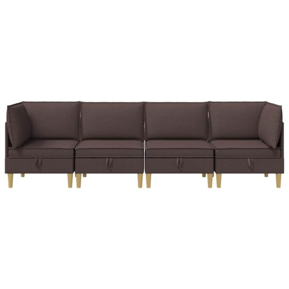 vidaXL Modulárny pohovkový set s úložným priestorom 4 pcs Tmavohnedá – Obrázok 7