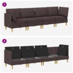 vidaXL Modulárny pohovkový set s úložným priestorom 4 pcs Tmavohnedá – Obrázok 9