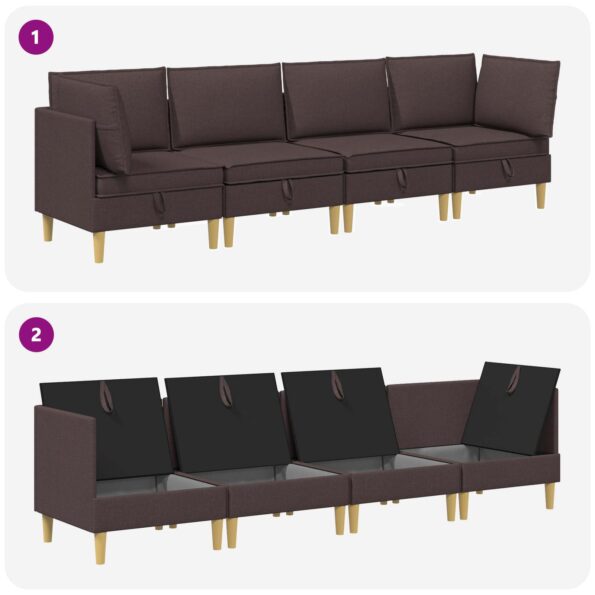 vidaXL Modulárny pohovkový set s úložným priestorom 4 pcs Tmavohnedá – Obrázok 9