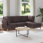 vidaXL Modulárny pohovkový set s úložným priestorom 4 pcs Tmavohnedá