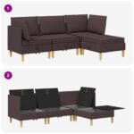 vidaXL Modulárny pohovkový set s úložným priestorom 4 pcs Tmavohnedá – Obrázok 10