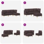vidaXL Modulárny pohovkový set s úložným priestorom 4 pcs Tmavohnedá – Obrázok 11