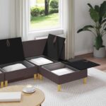vidaXL Modulárny pohovkový set s úložným priestorom 4 pcs Tmavohnedá – Obrázok 3