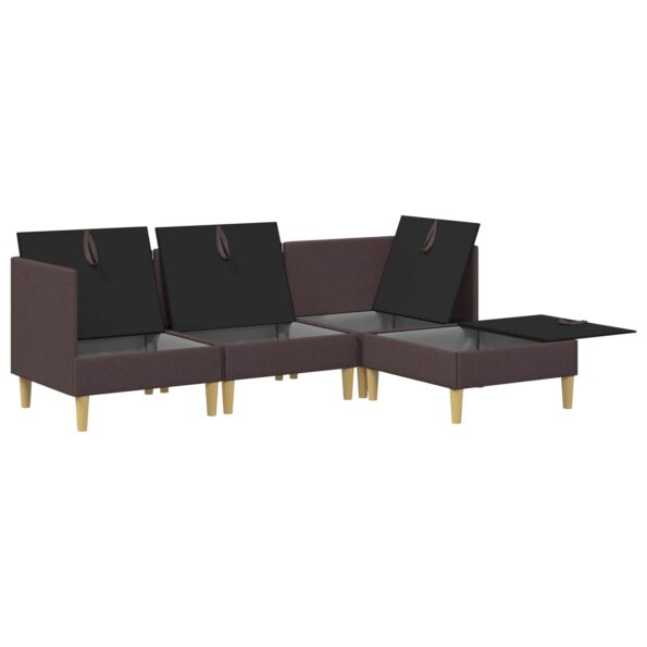 vidaXL Modulárny pohovkový set s úložným priestorom 4 pcs Tmavohnedá – Obrázok 7