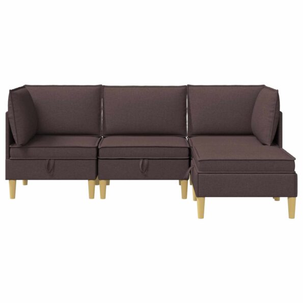 vidaXL Modulárny pohovkový set s úložným priestorom 4 pcs Tmavohnedá – Obrázok 8