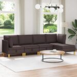 vidaXL Modulárny pohovkový set s úložným priestorom 5 pcs Tmavohnedá