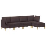 vidaXL Modulárny pohovkový set s úložným priestorom 5 pcs Tmavohnedá – Obrázok 2