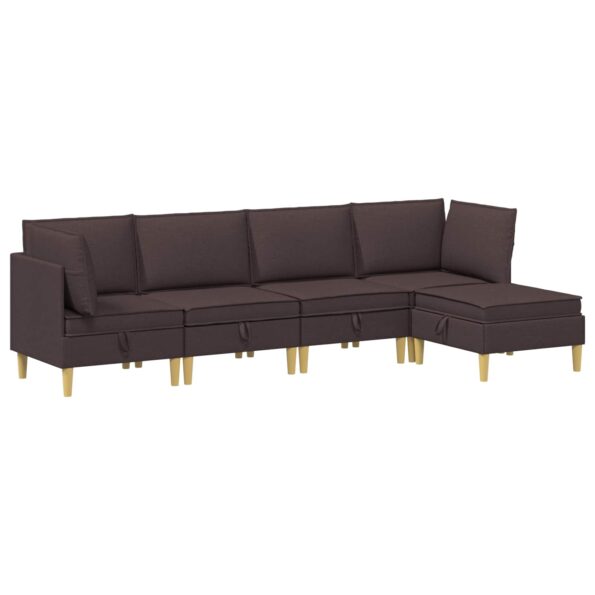 vidaXL Modulárny pohovkový set s úložným priestorom 5 pcs Tmavohnedá – Obrázok 2