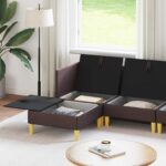 vidaXL Modulárny pohovkový set s úložným priestorom 5 pcs Tmavohnedá – Obrázok 3