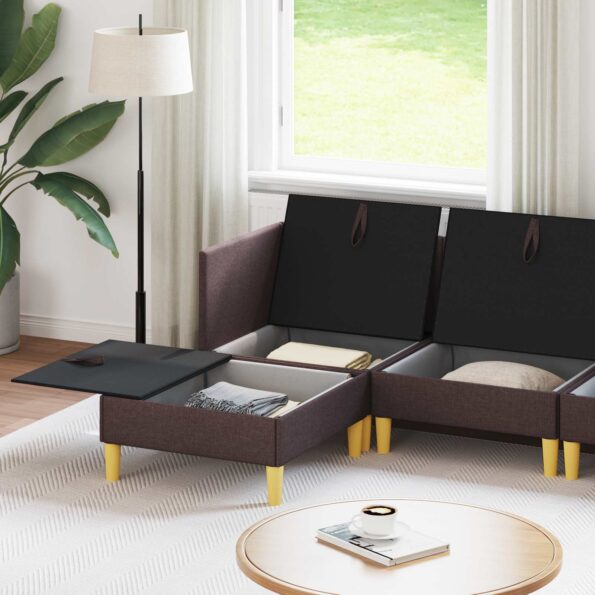 vidaXL Modulárny pohovkový set s úložným priestorom 5 pcs Tmavohnedá – Obrázok 3