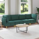 vidaXL Modulárny pohovkový set s úložným priestorom 4 pcs Tmavozelená