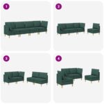 vidaXL Modulárny pohovkový set s úložným priestorom 4 pcs Tmavozelená – Obrázok 10