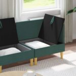 vidaXL Modulárny pohovkový set s úložným priestorom 4 pcs Tmavozelená – Obrázok 3
